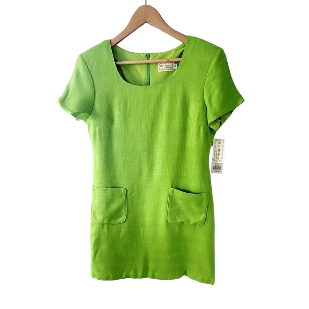 Vintage Misty Petites Lane Lime Green Dress Short Size 10 Petite New with Tags
